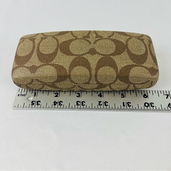 Coach Signature C hard shell sunglasses case faux leather pvc tan brown interior main image 10